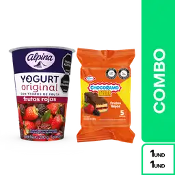 Combos Plus One: Yogurt Original Frutos Rojos +Barrita Chocoramo