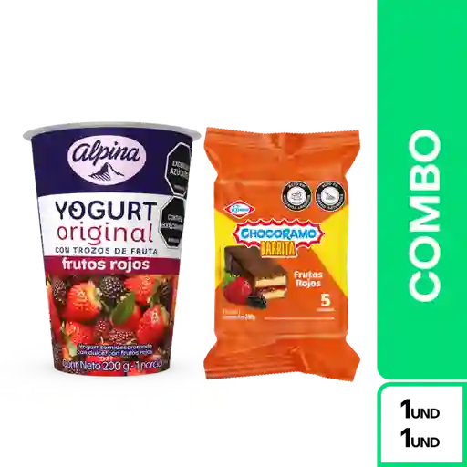 Combos Plus One: Yogurt Original Frutos Rojos +Barrita Chocoramo