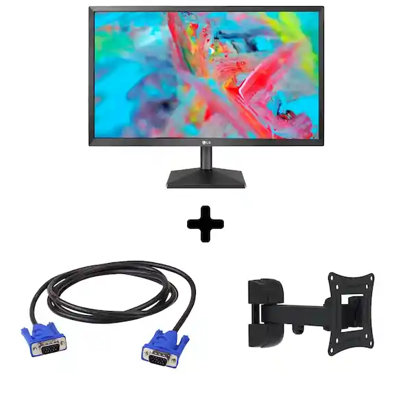 Lg Monitor 24 Full Hd 24Mk430H-B + Cable Vga + Soporte Brazo