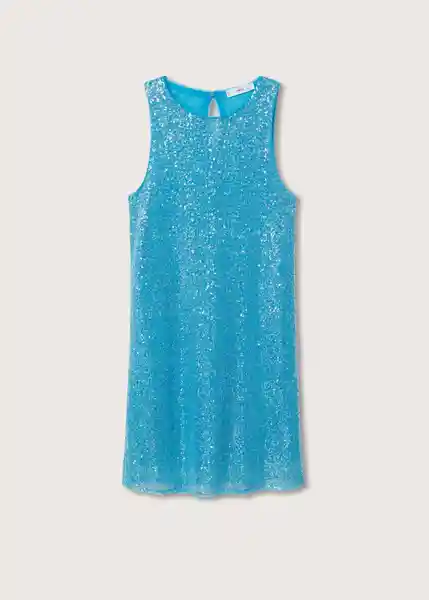 Vestido Tex Azul Talla S Mujer Mango