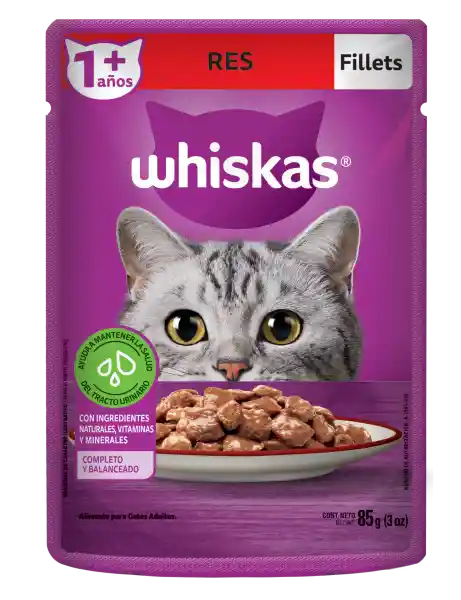 Whiskas Alimento para Gato Adulto con Carne de Res en Filetes	
