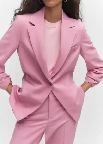 Blazer Americana Boreal Rosa Talla 46 Mujer Mango