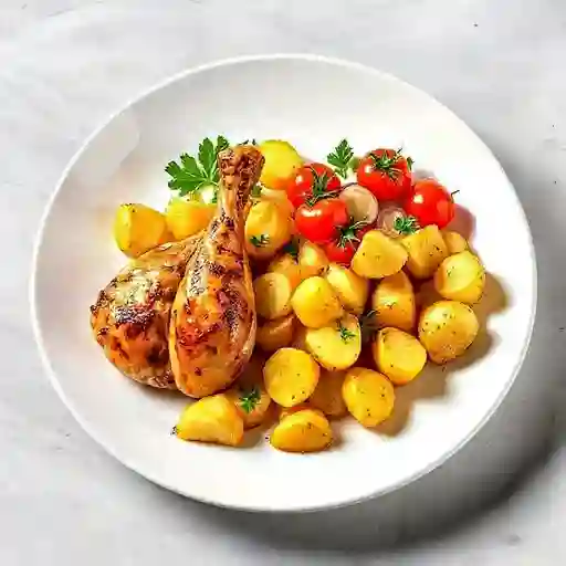 Cerdo con Papas y Ensalada