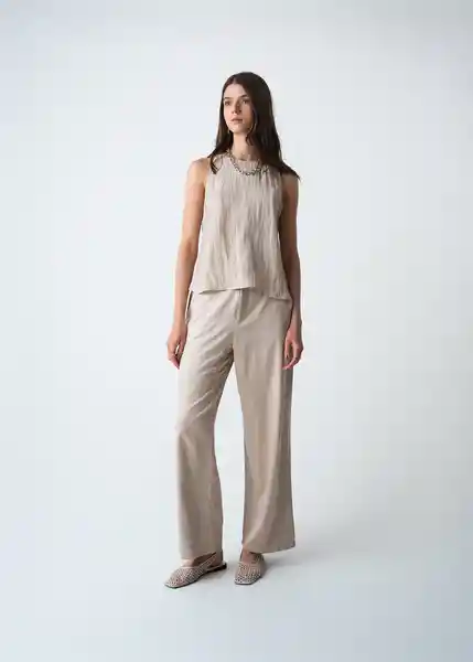 Camisa Luli Mujer Beige Escarcha Claro Talla S 513G398 Naf Naf