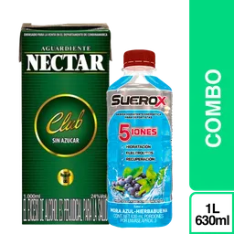 Combo Aguardiente Néctar Sin Azúcar 1 L + Suerox Mora Azul