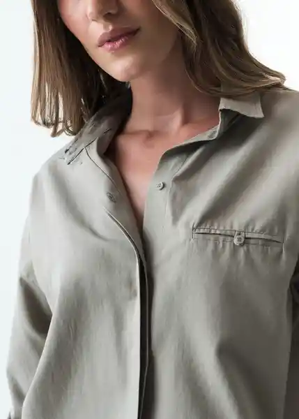 Camisa Eiza Mujer Gris Elefante Medio Talla L 513G364 Naf Naf