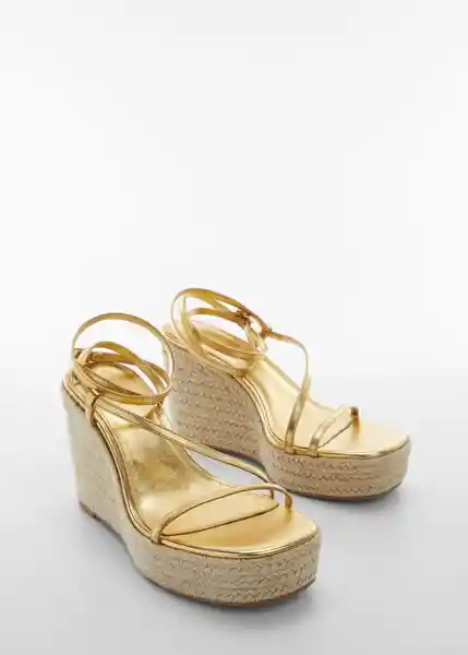 Sandalias Ficus Oro Talla 39 Mujer Mango