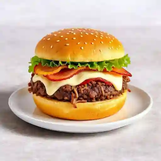 Hamburguesa clasica con carne desmechada