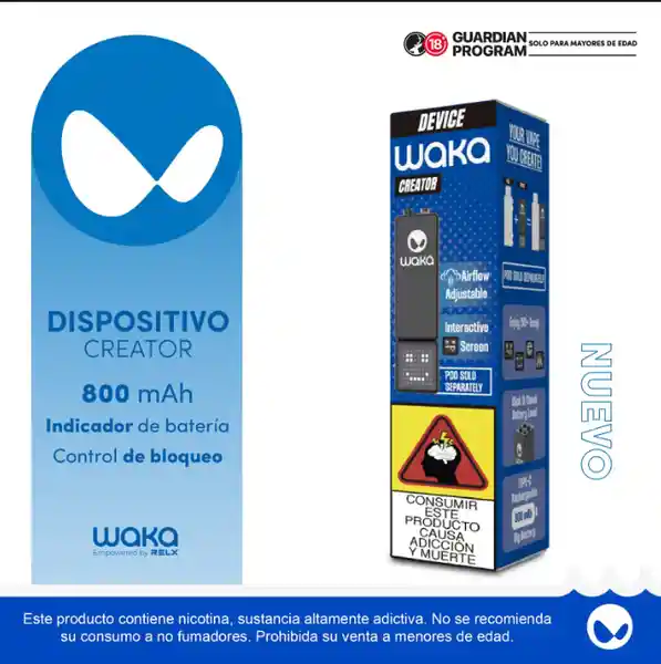 Waka Vapeador Creator Bateria Recargable Black