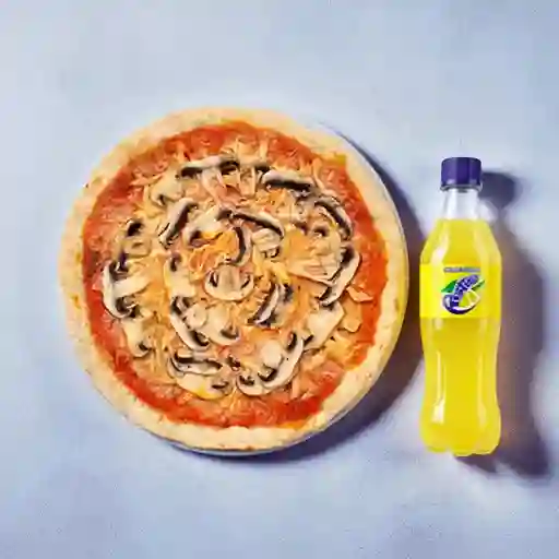 Combo Pizza de Pollo y Champiñones + Quatro 400 ml