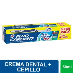 Fluocardent Crema Dental Triple Acción Max 50 mL + Cepillo 1 Und
