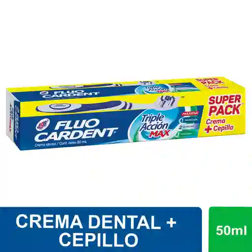 Fluo Cardent Crema Dental Triple Acción Max + Cepillo