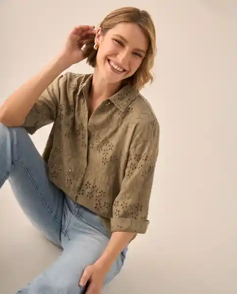 Camisa Verde Pantano Medio Talla XL 119G000 Esprit