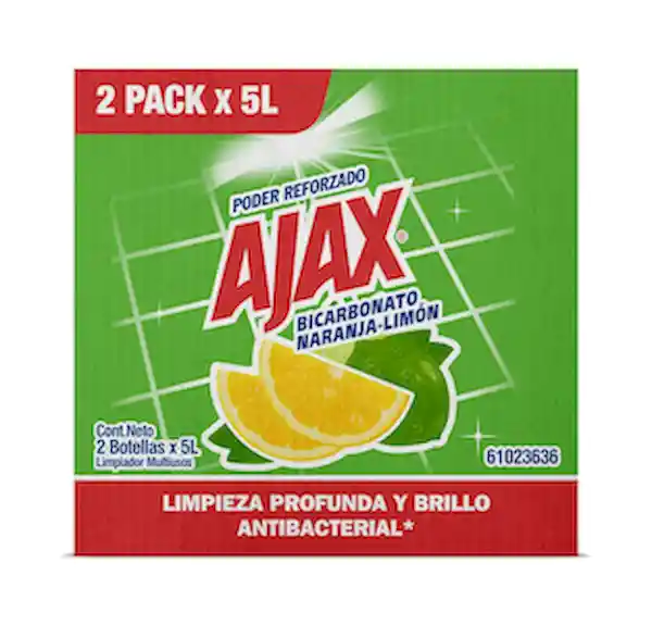 Ajax Pack Limpia Pisos Bicarbonato Naranja-Limón