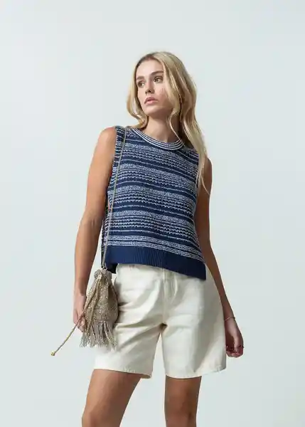 Chaleco Tejido Mujer Azul Anochecer Ultra Oscuro Talla M 482G010 Naf Naf