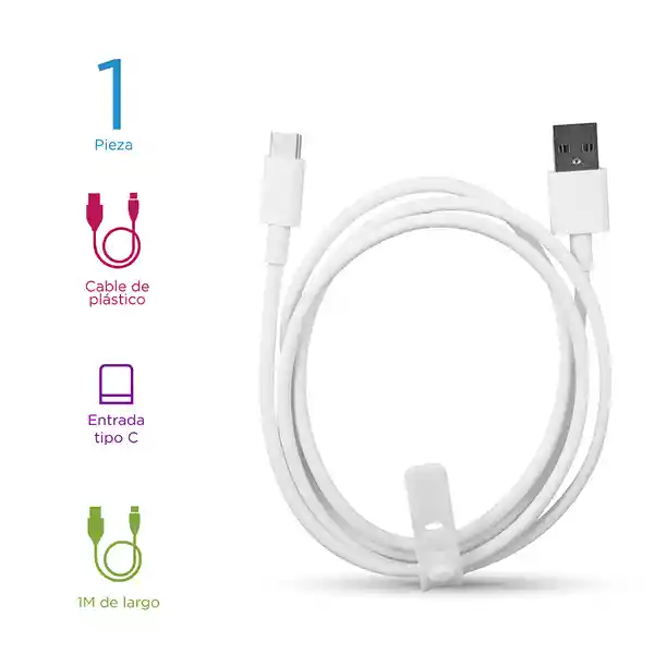 Cable de Datos 5A Carga Rápida Tipo C Blanco 1 M Miniso