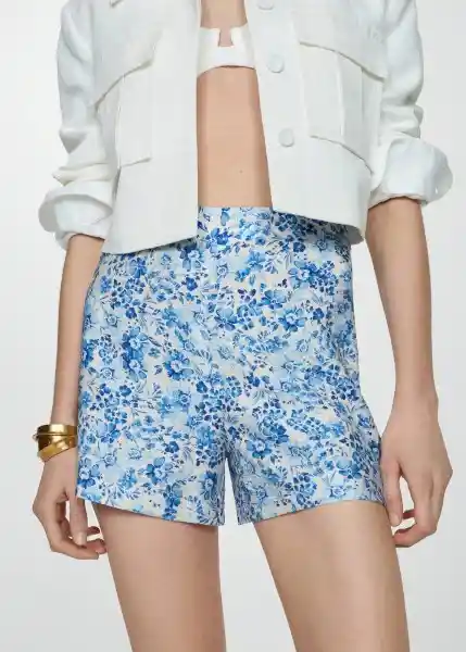 Short Concha Azul Talla 42 Mujer Mango