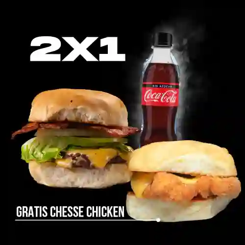 Bacon Bun + Cheese Chicken+bebida Gratis