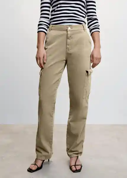 Pantalón Jean New Cargo Khaki Talla 46 Mujer Mango