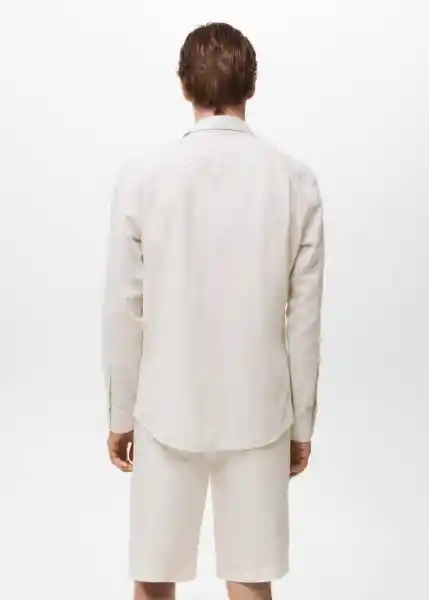 Camisa Rug1 Off White Talla M Hombre Mango