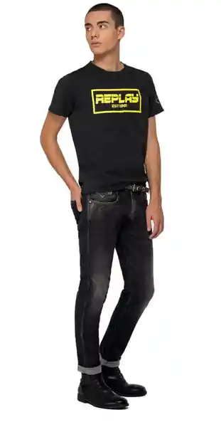 Replay Camiseta Garment Dyed Single Jersey Negro Talla XXL