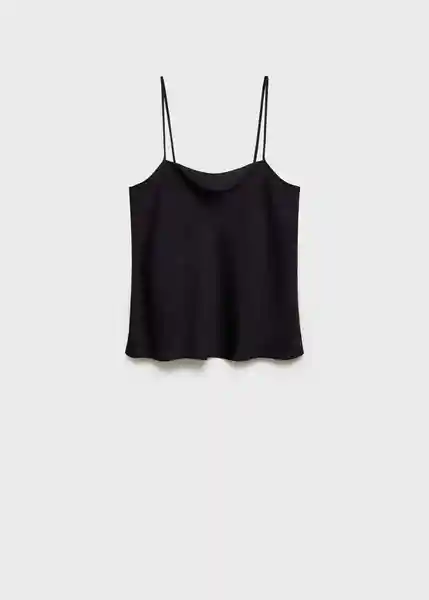 Top Pluma Negro Talla XS Mujer Mango