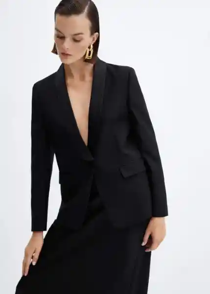 Blazer Americana Party Negro Talla M Mujer Mango