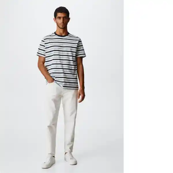 Camiseta Stripe01-H Blanco Talla Xs Hombre Mango