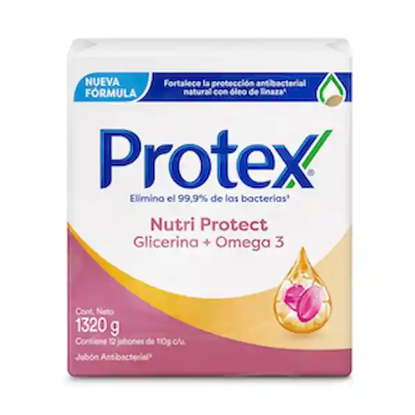 Jabón Antibacterial Protex Omega 3 barra 12x110g