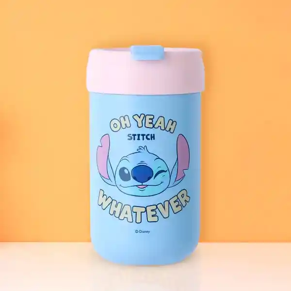 Botella Aislada Tapa Abatible Disney Stitch Azul 400 mL Miniso