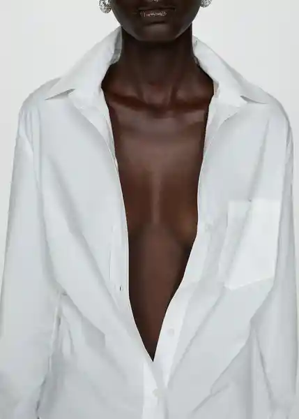 Camisa Rodas Offwhite Talla M Mujer Mango