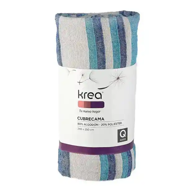 Krea Cubrecama Azul Sisa 240 x 250