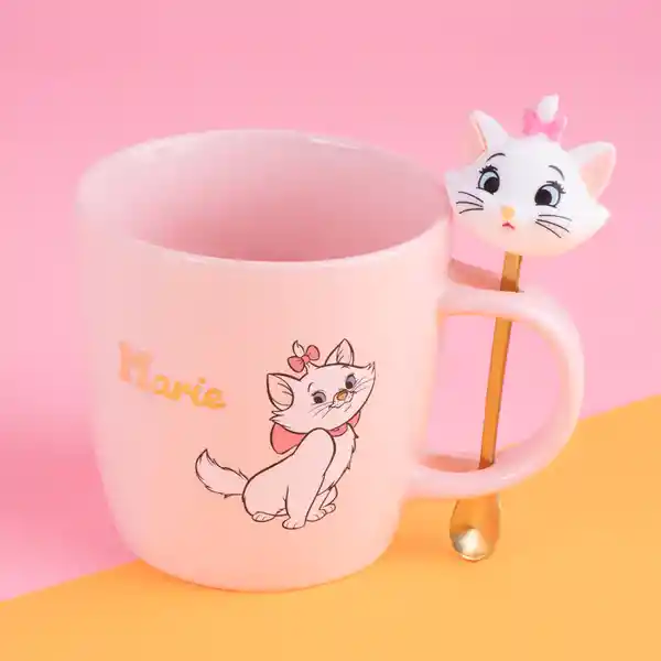 Pocillo Disney Cat Colección de Cerámica Con Cuchara Miniso