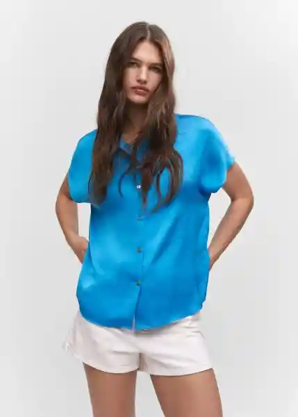 Camisa Sason Azul Talla M Mujer Mango