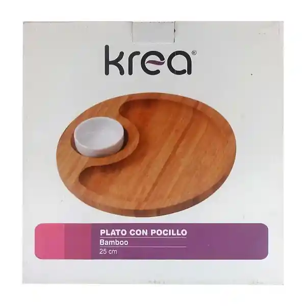 Krea Plato Redondo Con Pocillo Bamboo