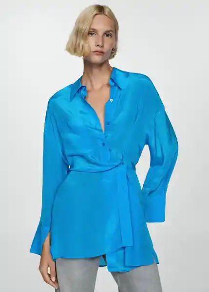 Camisa Ramona Azul Talla XL Mujer Mango