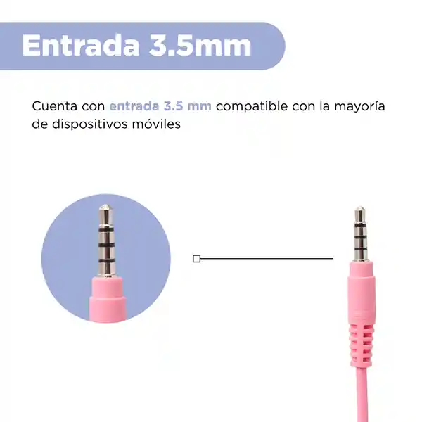 Audífonos Con Micrófono Kids Morado Rosa 3.5 mm Mod 23L07 Miniso