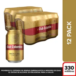 Cerveza Club Colombia Dorada Lata 330 Ml por 12 Unidades