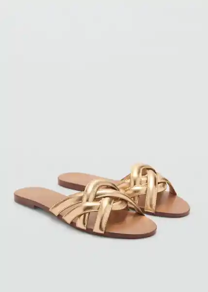 Sandalias Dobleto Oro Talla 35 Mujer Mango