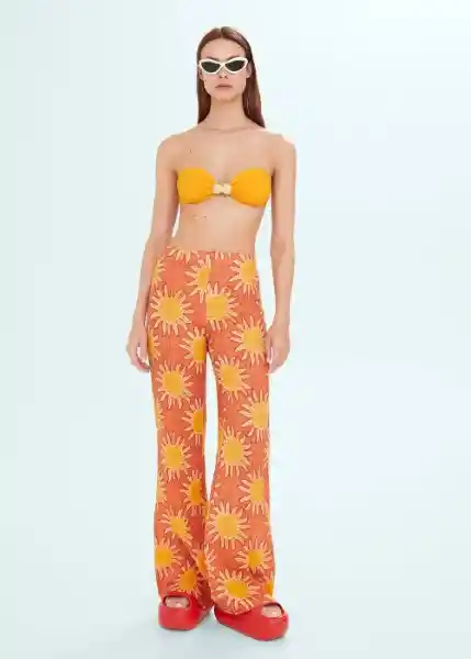 Pantalón Lulu Naranja Talla 40 Mujer Mango