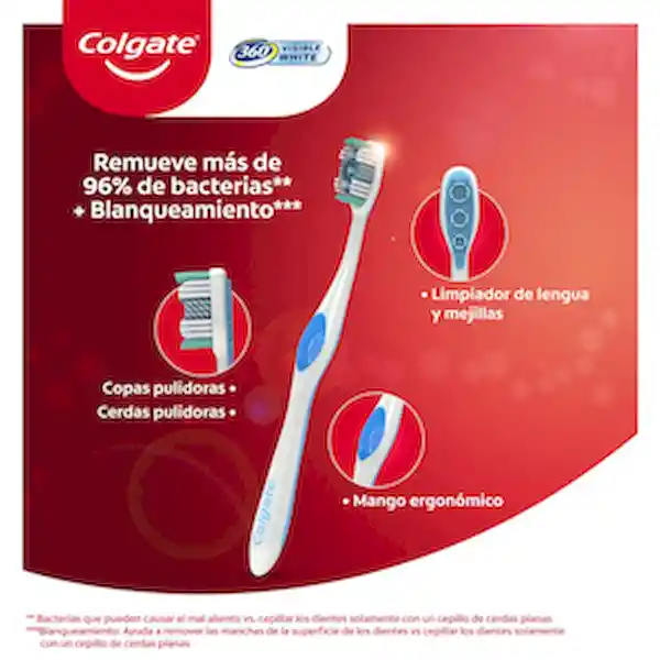 Colgate Cepillo de Dientes 360° Visible White