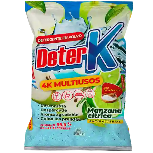 Deter K Detergente en Polvo Antibacterial Manzana Cítrica