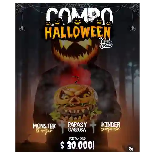 Monster burger + papas + bebida + kinder