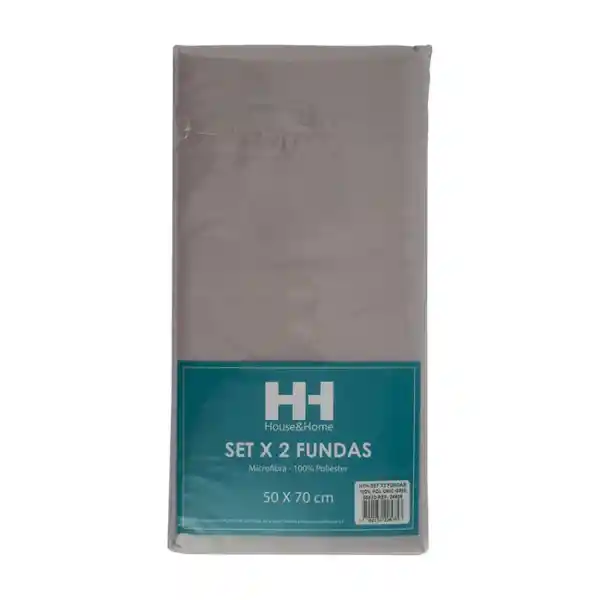 H&H Set Fundas 100% Poliéster Gris 50 x 70 cm