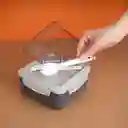 Contenedor de Comida Con 2 Compartimentos Gris 1100 mL Miniso