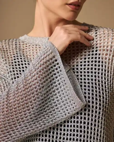 Suéter Tejido Gris Plateado Medio Talla M 669G223 Esprit