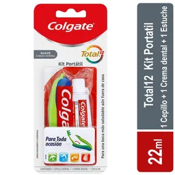 Colgate Kit Crema Dental y Cepillo de Dientes Total 12 Portátil