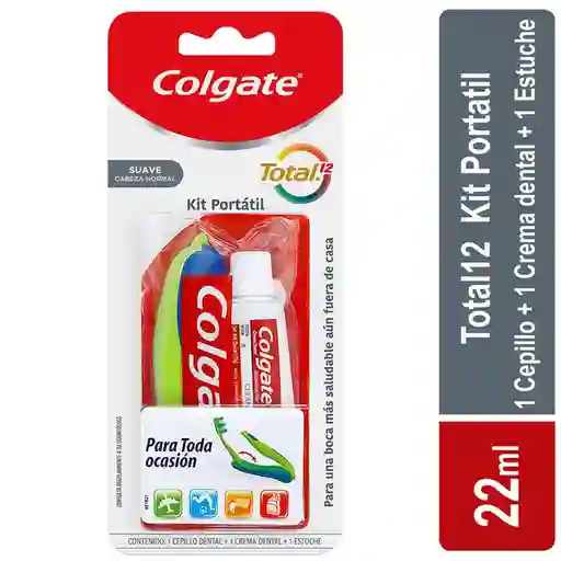 Colgate Kit Crema Dental y Cepillo de Dientes Total 12 Portátil