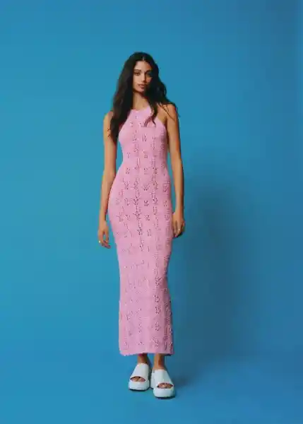 Vestido Cute Rosa Pastel Talla L Mujer Mango