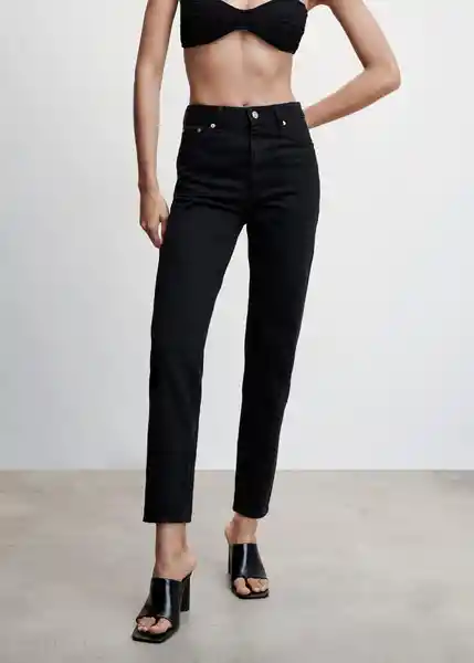 Pantalón Jean Mom 2000 Tejano Negro Talla 34 Mujer Mango